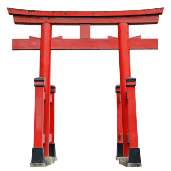Red Wooden Torii Gate Japan on transparent background. png