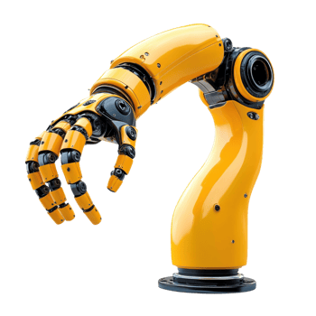 Robotic Arm Precise Mechanical Detail on transparent background. png
