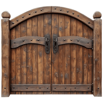 Rustic Wooden Arch Gates on transparent background. png