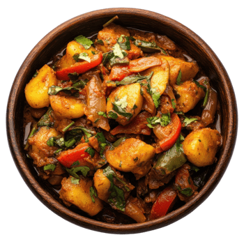 Spicy Veg Kolhapuri in Bowl on transparent background. png