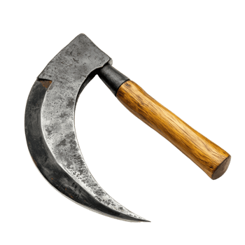 Vintage Sickle Rustic Farm Tool on transparent background. png