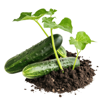 Young Cucumber Seedling in Soil on transparent background. png