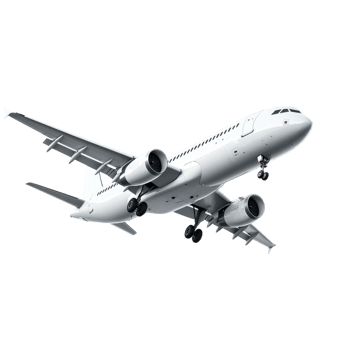 Airplane Ascent Dynamic Flight on transparent background. png