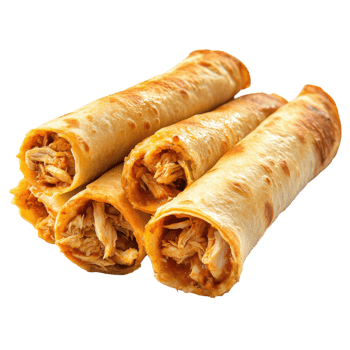Delicious Flautas Mexican Chicken Dish on transparent background. png