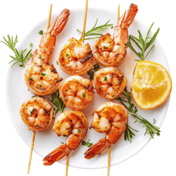 Delicious Grilled Shrimp Dish on transparent background. png