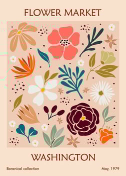 Flower Market Washington poster in retro style vector
