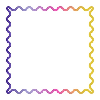 Rainbow border. Rectangle frame with scalloped edges. on white background vector