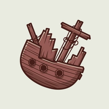 A cartoon ship with a cross on it vector