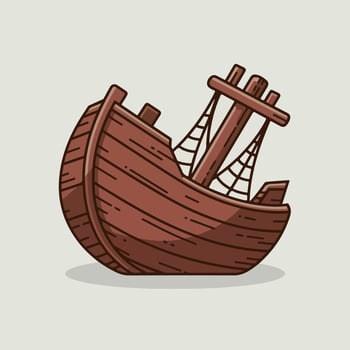 A Flat-Style Shipwreck debris on a Plain White Background vector