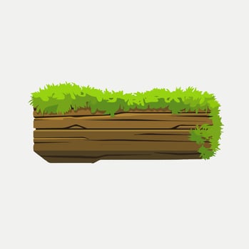 Wooden plank with grass on it vector