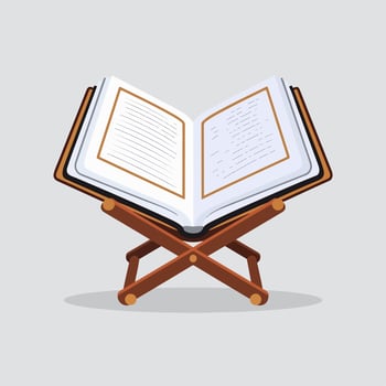 Open book on a wooden stand illustration vector
