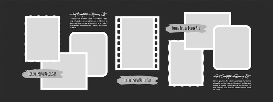 Design Creative Pictures or photos frame collage and digital photo wall vector