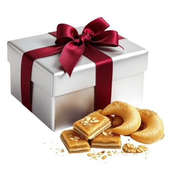 A gift box with some cookies and a red bow png
