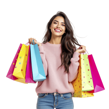 A woman holding shopping bags png