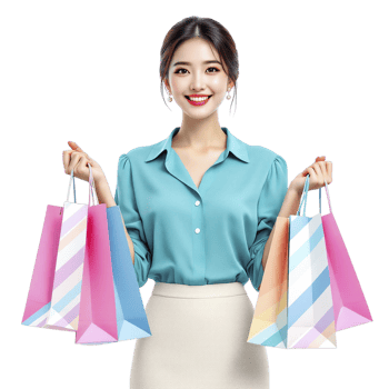 A woman holding shopping bags png