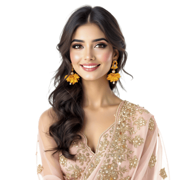 A beautiful indian woman in a pink sari png