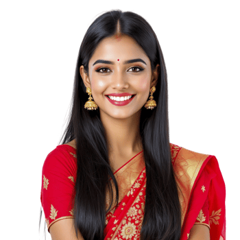 A beautiful indian woman in a red sari png