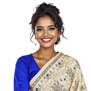 A smiling indian woman in a sari png
