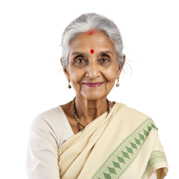 An old indian woman with a smile on her face png