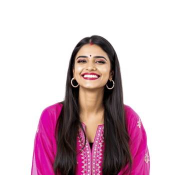 A woman in a pink dress smiling png