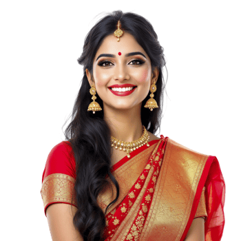 Beautiful indian woman in traditional sari png