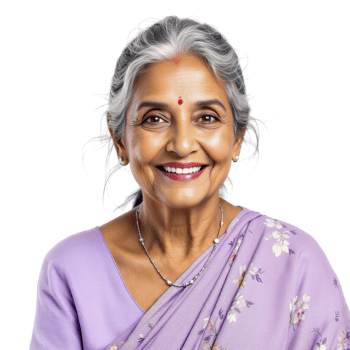 An older indian woman smiling png