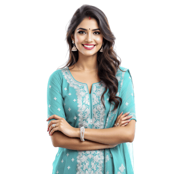 A beautiful indian woman in a turquoise dress png