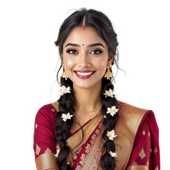 Beautiful indian woman in traditional sari png