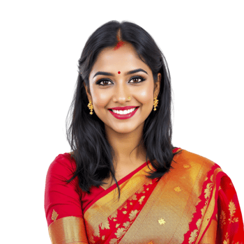 A woman in a sari smiling png