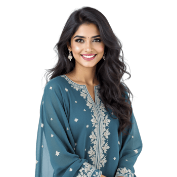 The blue embroidered kurta suit is a beautiful piece of clothing png