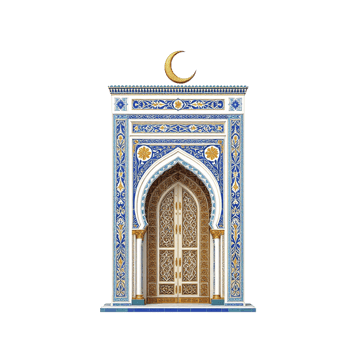 An islamic door with a crescent and moon png