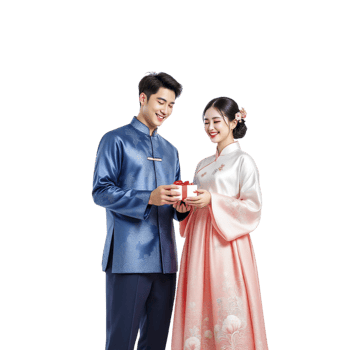 A couple dressed in traditional chinese clothing png