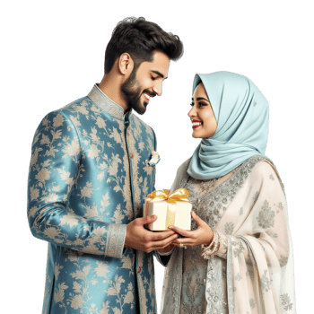 Muslim couple in traditional clothes png