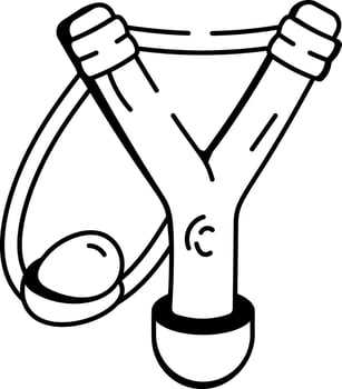 A hand drawn style icon of slingshot vector