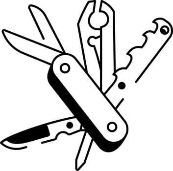 A hand drawn icon of swiss knife vector