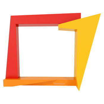 a red and yellow frame with an arrow on it png