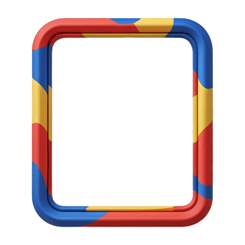 a colorful square frame with a blue, red and yellow design png