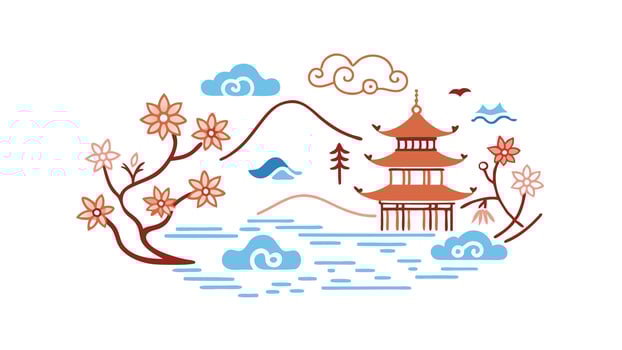 Elegant Asian CloudPatterned Porcelain Vase Artwork Design vector