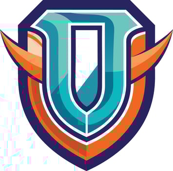 The u logo with orange and blue horns vector