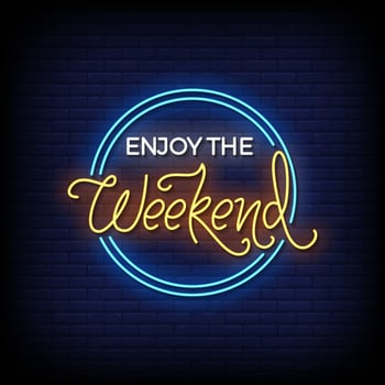 enjoy the weekend neon sign with brick wall background vector