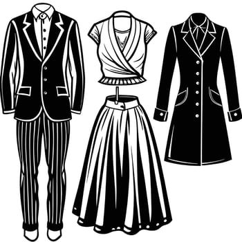 Diverse Fashion Sketches Mens and Womens Clothing Designs vector