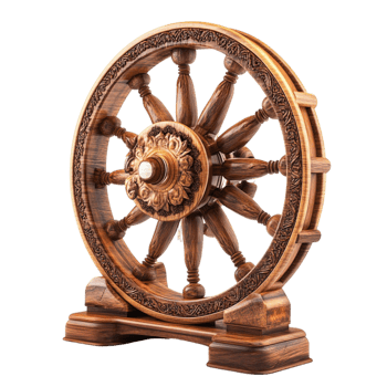 Wooden wagon wheel isolated on transparent background png