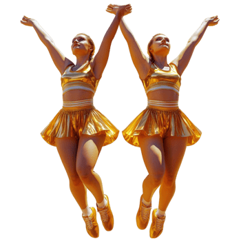 Young Confident Cheerleader Celebrating with Pompoms isolated on transparent background png