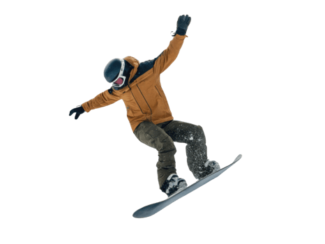 Snowboarder performing jump in fresh powder, showcasing skill and excitement png