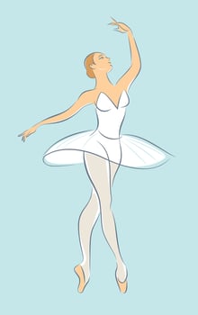 A cartoon illustration of a ballerina in a white dress vector