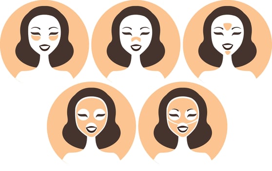 A woman's face with different facial masks vector