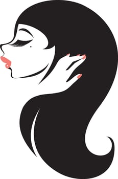A woman with long hair and a red nail polish vector
