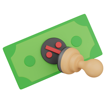 3d render Discount Stamp on Money illustration png