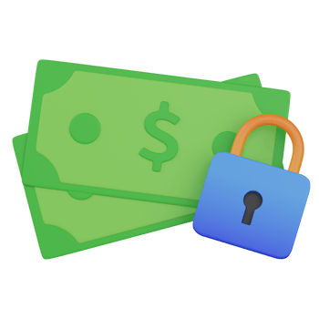 3d render secure money illustration png