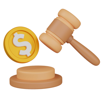 3d render Bank gavel ,lawsuit illustration png
